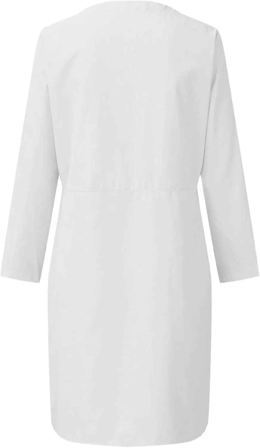 hlysgo Spring Dress for Women Cotton Linen Plus Size Casual Dresses Long Sleeve Button Crewneck Midi Dress with Pockets