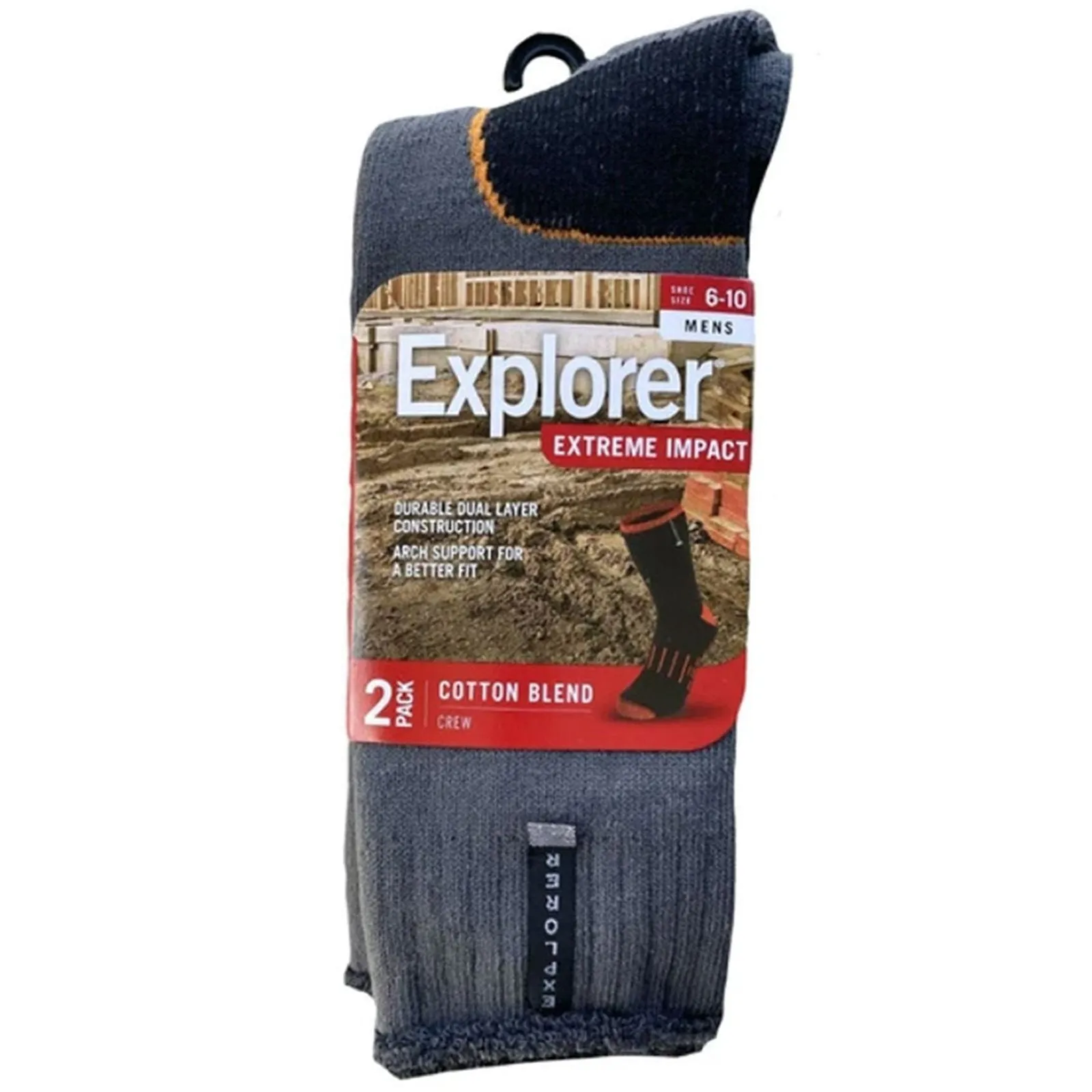 Holeproof Explorer 5 Pair Socks Extreme Impact Mens Thick Work Cotton Mid Calf Crew Charcoal Marle Bulk 970 SZWO2W