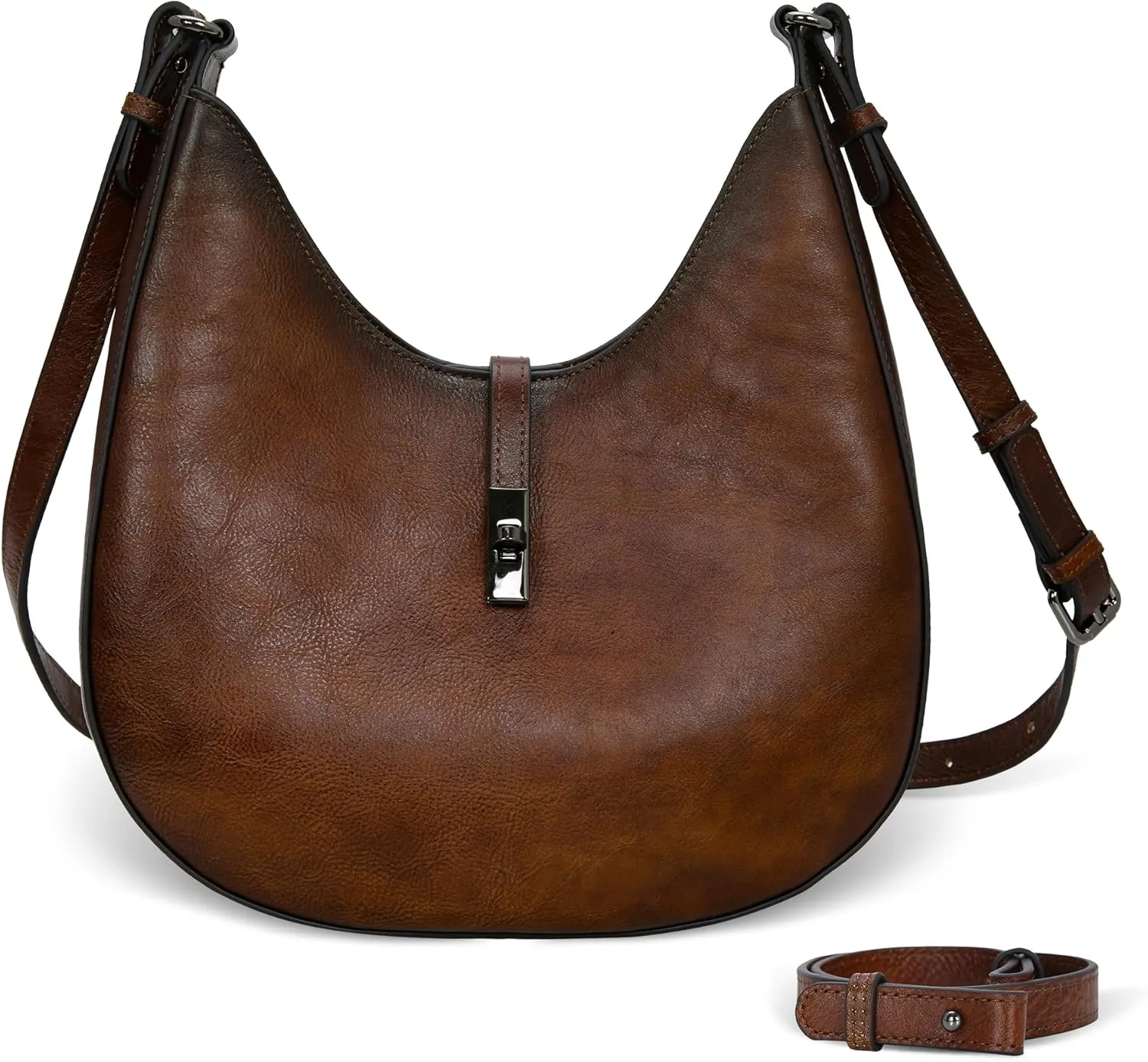 Iswee Leather Shoulder Bag Designer Crossbody Bags for Women Crescent Purse Hobo Handbags Everyday Purse
