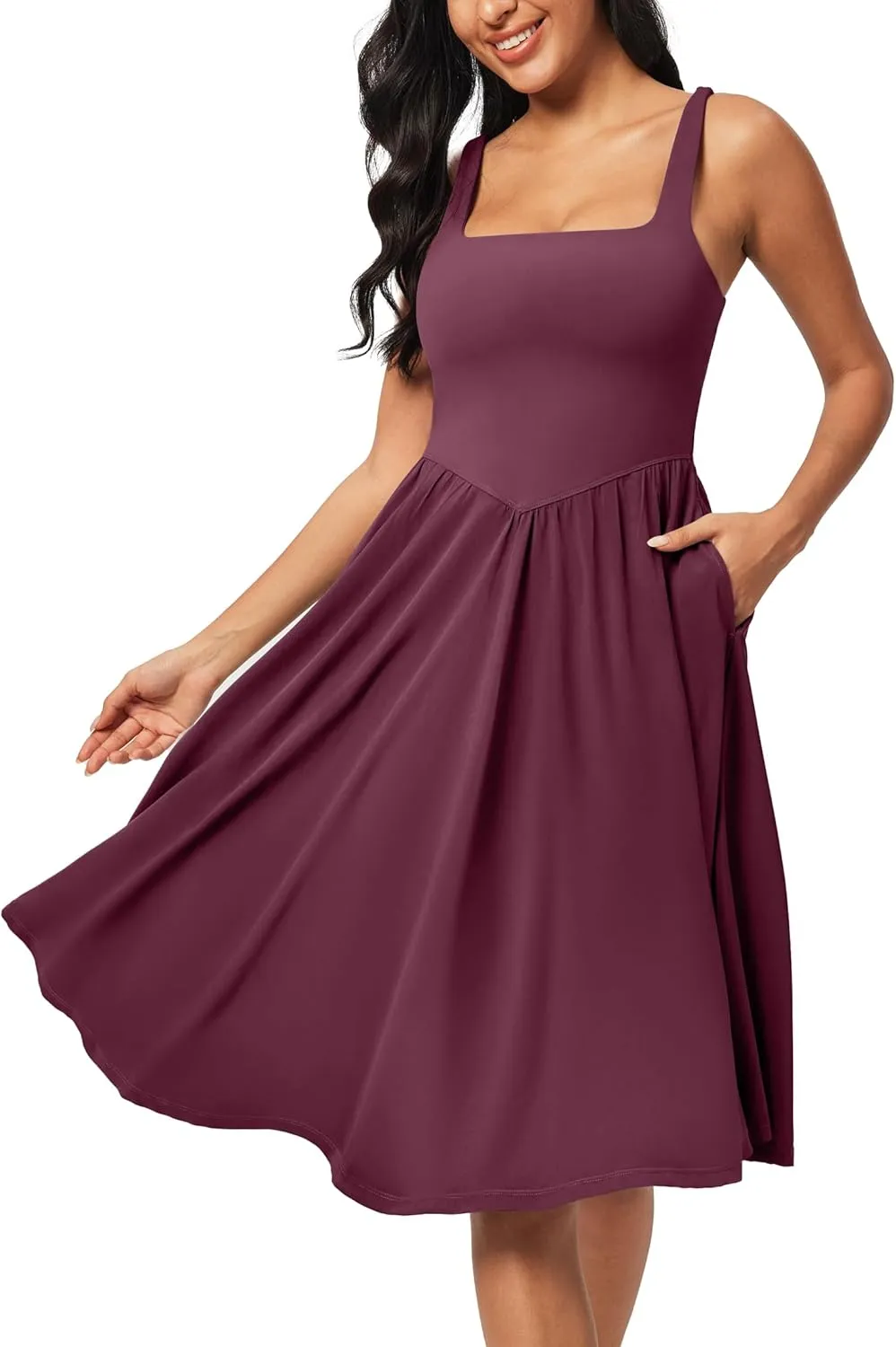 IUGA Sundresses for Women 2025 Summer Dress with Built in Shorts & Bra Spaghetti Strap Midi Casual Flowy Beach Dresses