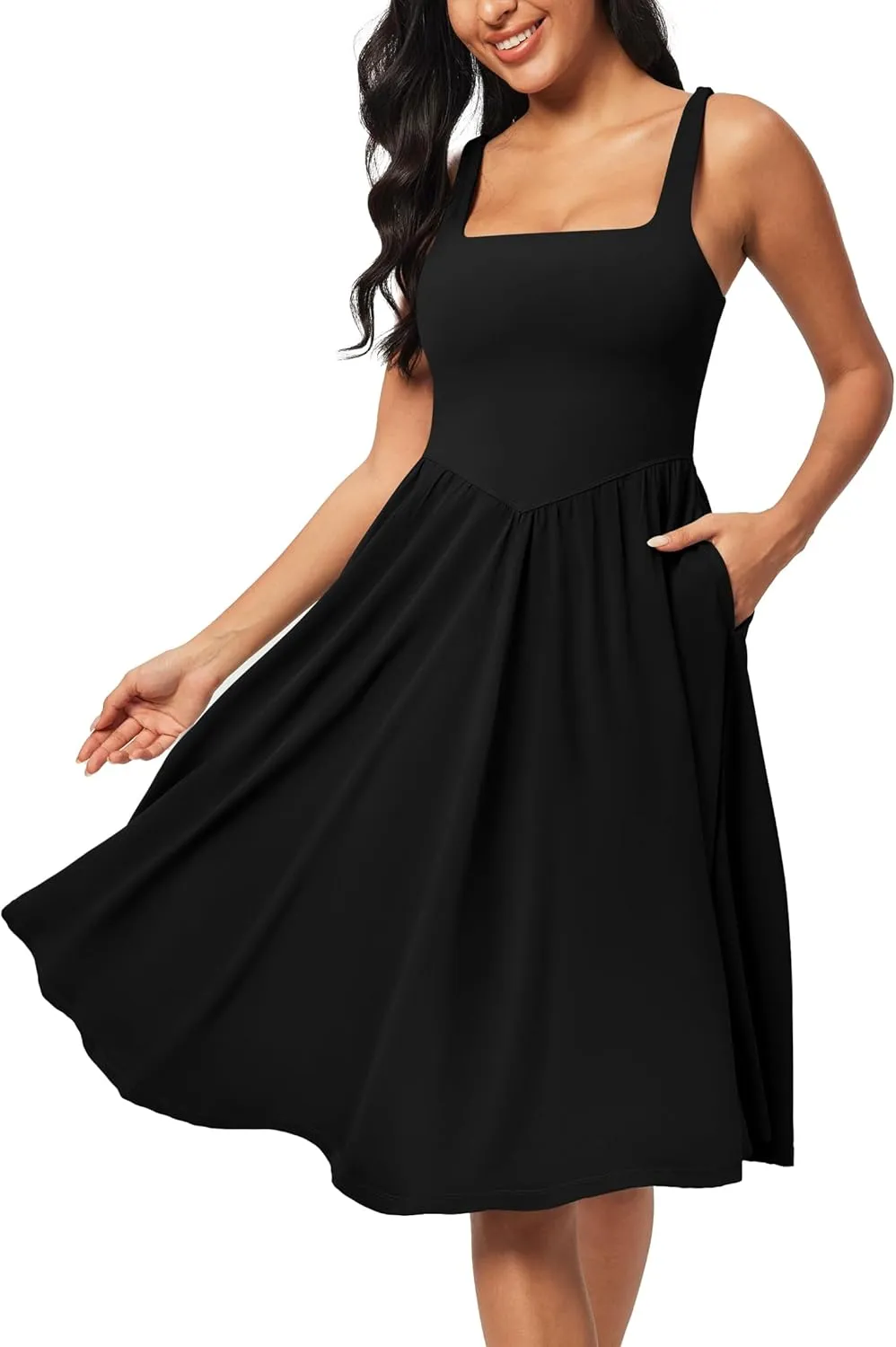 IUGA Sundresses for Women 2025 Summer Dress with Built in Shorts & Bra Spaghetti Strap Midi Casual Flowy Beach Dresses