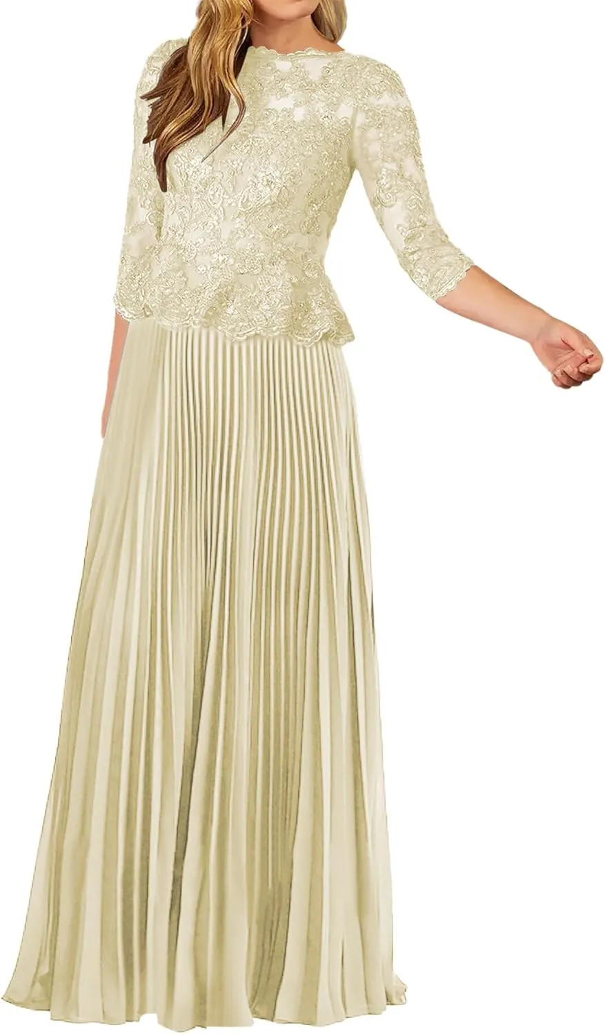 JAEDEN Mother of The Bride Dresses for Wedding - Lace Chiffon Formal Evening Gowns