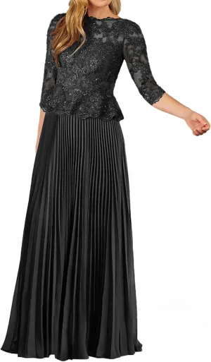 JAEDEN Mother of The Bride Dresses for Wedding - Lace Chiffon Formal Evening Gowns