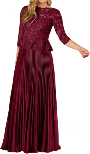 JAEDEN Mother of The Bride Dresses for Wedding - Lace Chiffon Formal Evening Gowns