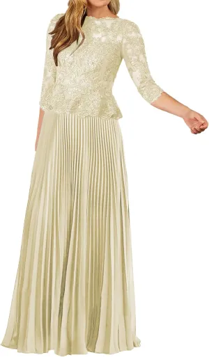 JAEDEN Mother of The Bride Dresses for Wedding - Lace Chiffon Formal Evening Gowns
