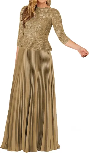 JAEDEN Mother of The Bride Dresses for Wedding - Lace Chiffon Formal Evening Gowns