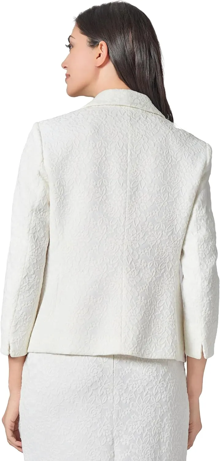 Kasper Women's Shawl Collar Lace 3/4 Sleeve Blazer