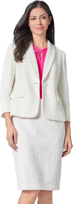 Kasper Women's Shawl Collar Lace 3/4 Sleeve Blazer
