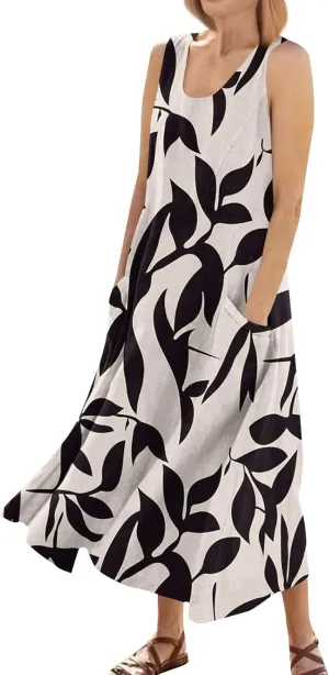 KUIOLYPOER Women Summer Dresses 2025 Casual Button V Neck Pocket Holiday Dress Floral Sundress Boho Beach Dress