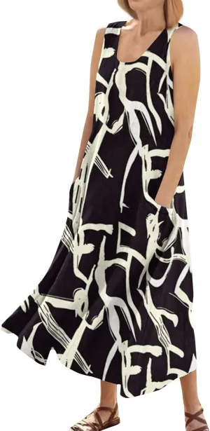KUIOLYPOER Women Summer Dresses 2025 Casual Button V Neck Pocket Holiday Dress Floral Sundress Boho Beach Dress