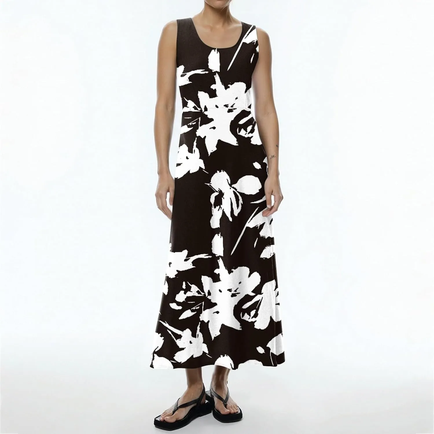 KUIOLYPOER Women Summer Dresses 2025 Casual Button V Neck Pocket Holiday Dress Floral Sundress Boho Beach Dress