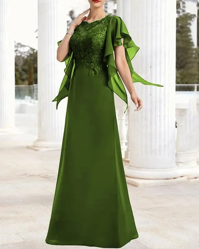 Lace Appliques Mother of The Bride Dresses for Wedding Chiffon Formal Dress for Women Floor Length Evening Party Gowns
