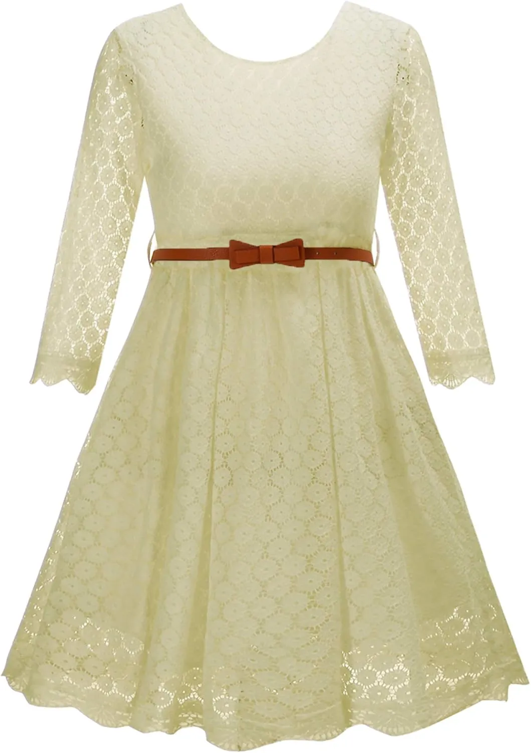 Lace Flower Girl Dress Princess Dress 2-14 Years Children Clothes Kids Party Clothing Long Sleeve