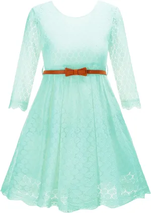 Lace Flower Girl Dress Princess Dress 2-14 Years Children Clothes Kids Party Clothing Long Sleeve