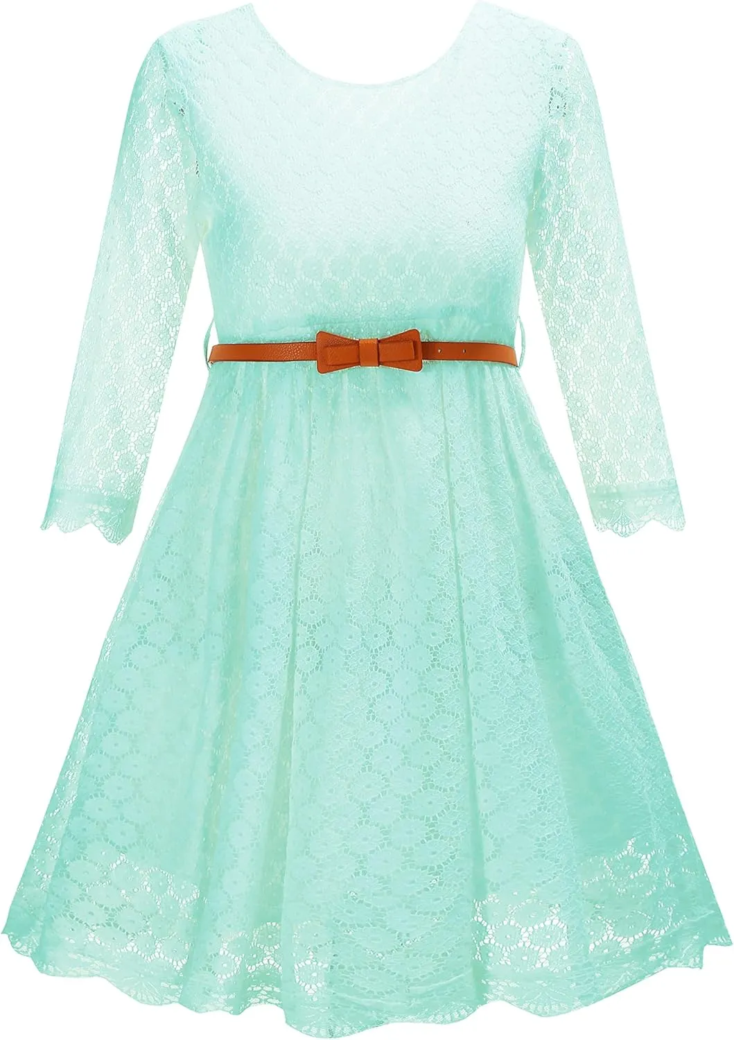 Lace Flower Girl Dress Princess Dress 2-14 Years Children Clothes Kids Party Clothing Long Sleeve