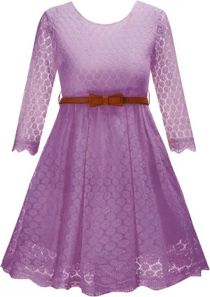 Lace Flower Girl Dress Princess Dress 2-14 Years Children Clothes Kids Party Clothing Long Sleeve