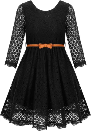 Lace Flower Girl Dress Princess Dress 2-14 Years Children Clothes Kids Party Clothing Long Sleeve
