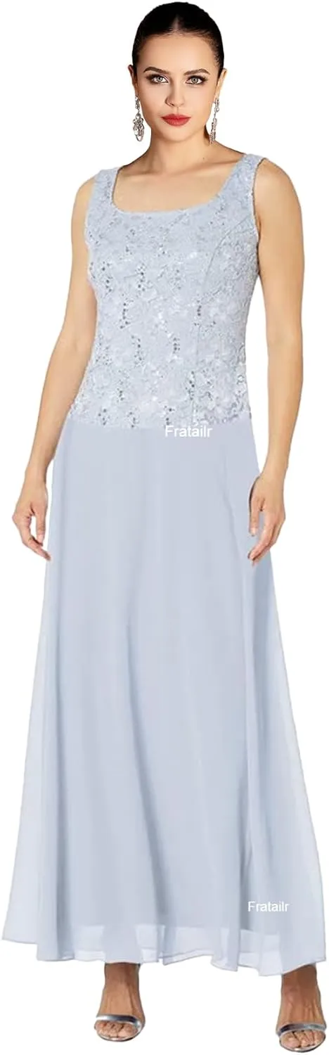 Lace Mother of The Bride Dresses with Jacket 2 Pieces Formal Evening Dress Long Chiffon Evening Gown