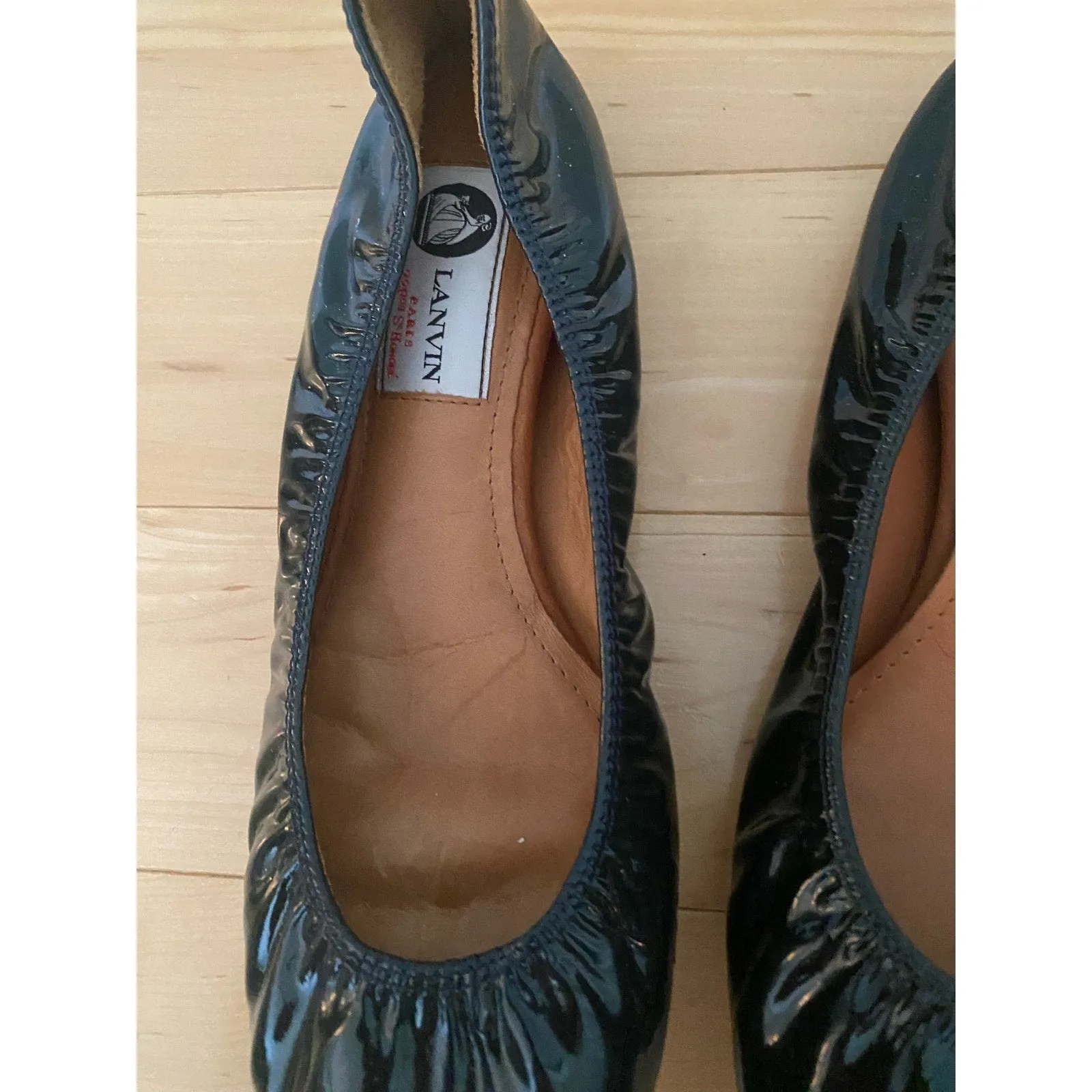 Lanvin Gray Patent Leather Ballet Flats Size 38