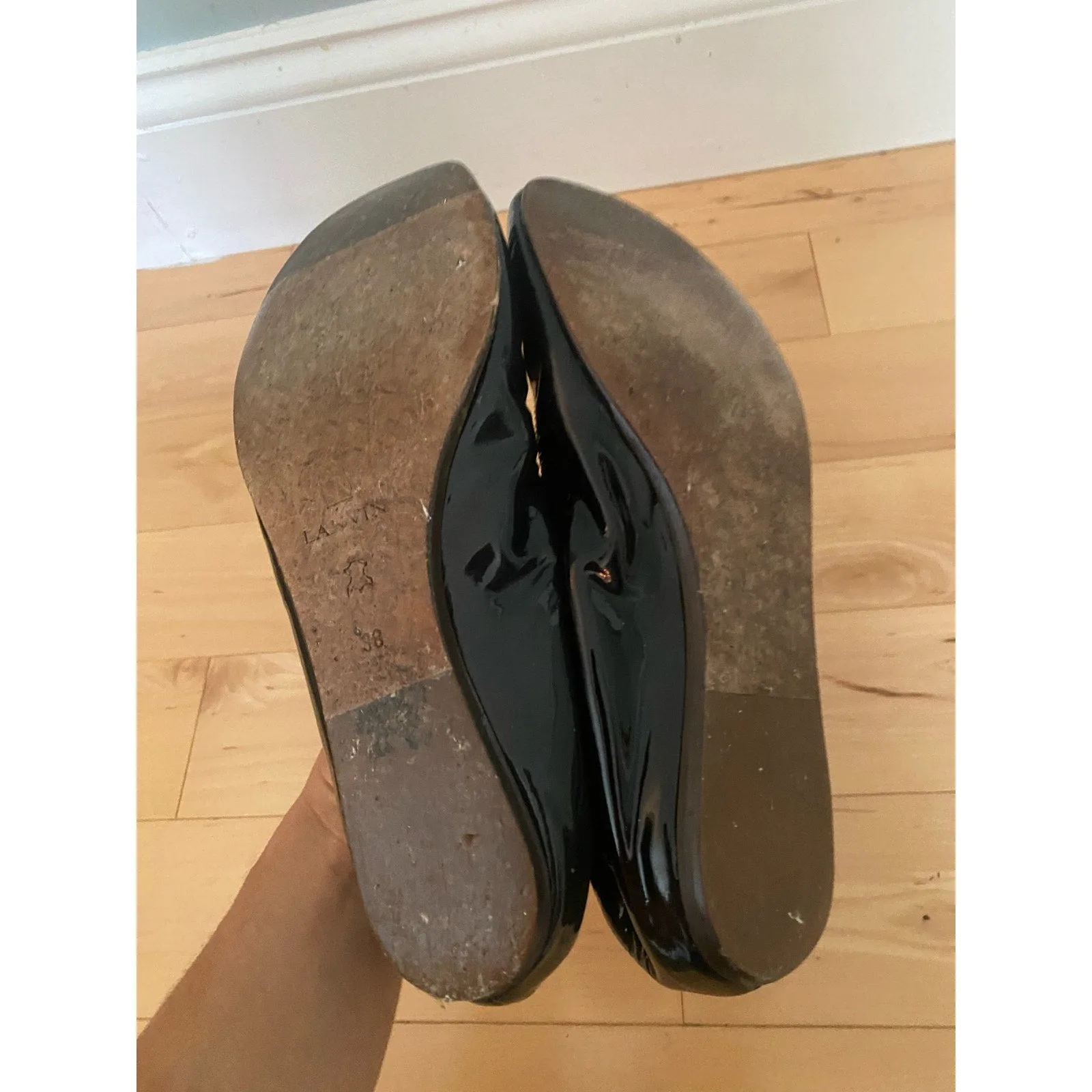 Lanvin Gray Patent Leather Ballet Flats Size 38