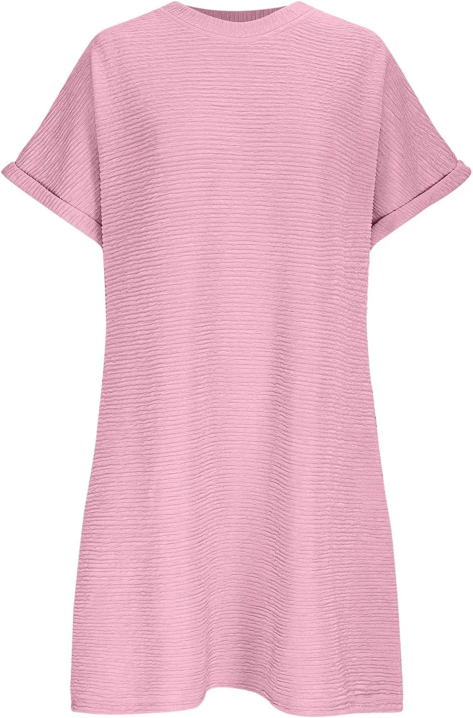 Loose Dress for Women Short Sleeve Crew Neck Smooth Elegant Chiffon Mini Crop Dresses Summer Beach Dress 2025