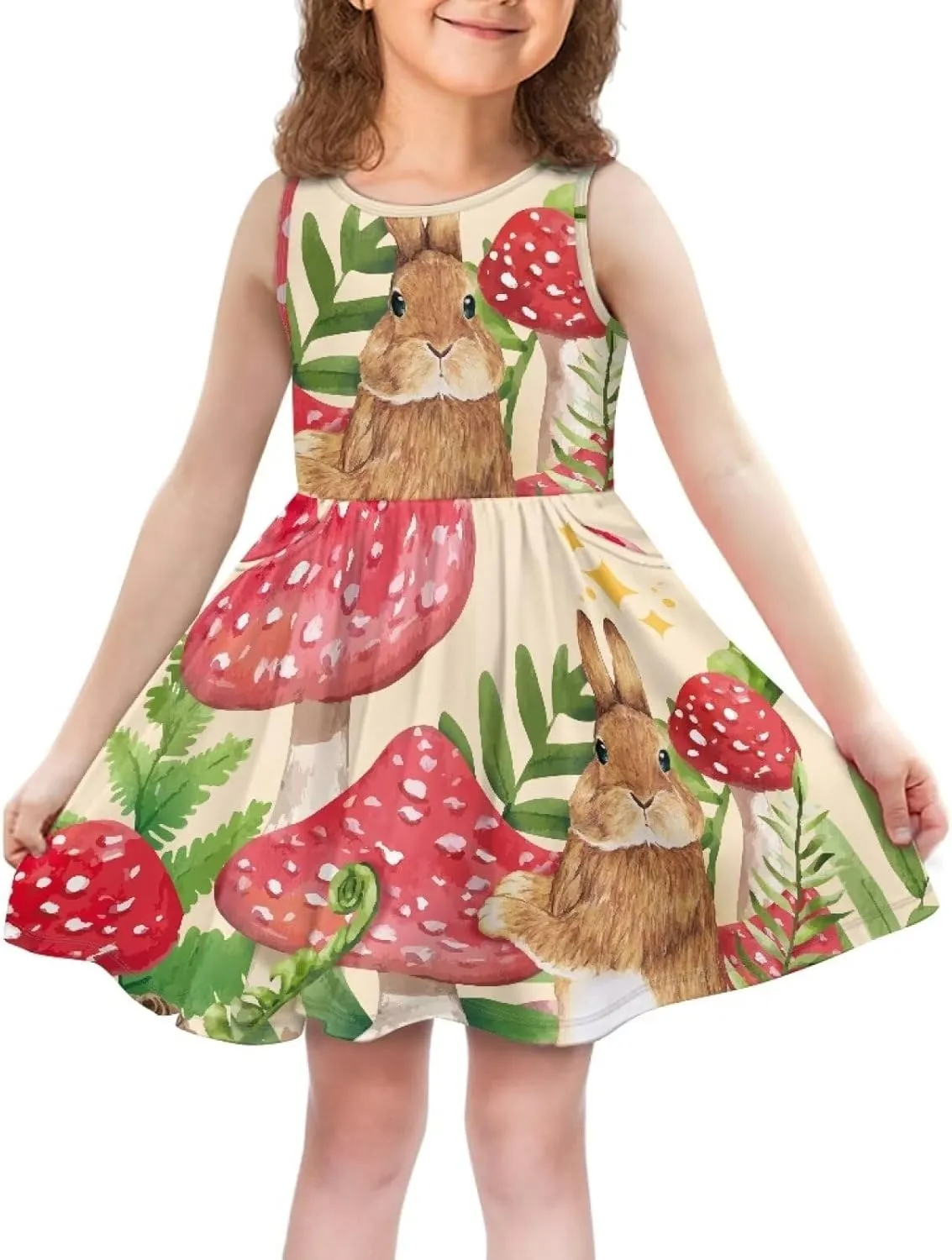 Loose Fit Summer Floral Sundress Girls Sleeveless Swing Cute Hawaiian Dress with Pockets