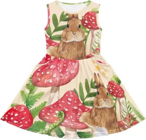 Loose Fit Summer Floral Sundress Girls Sleeveless Swing Cute Hawaiian Dress with Pockets