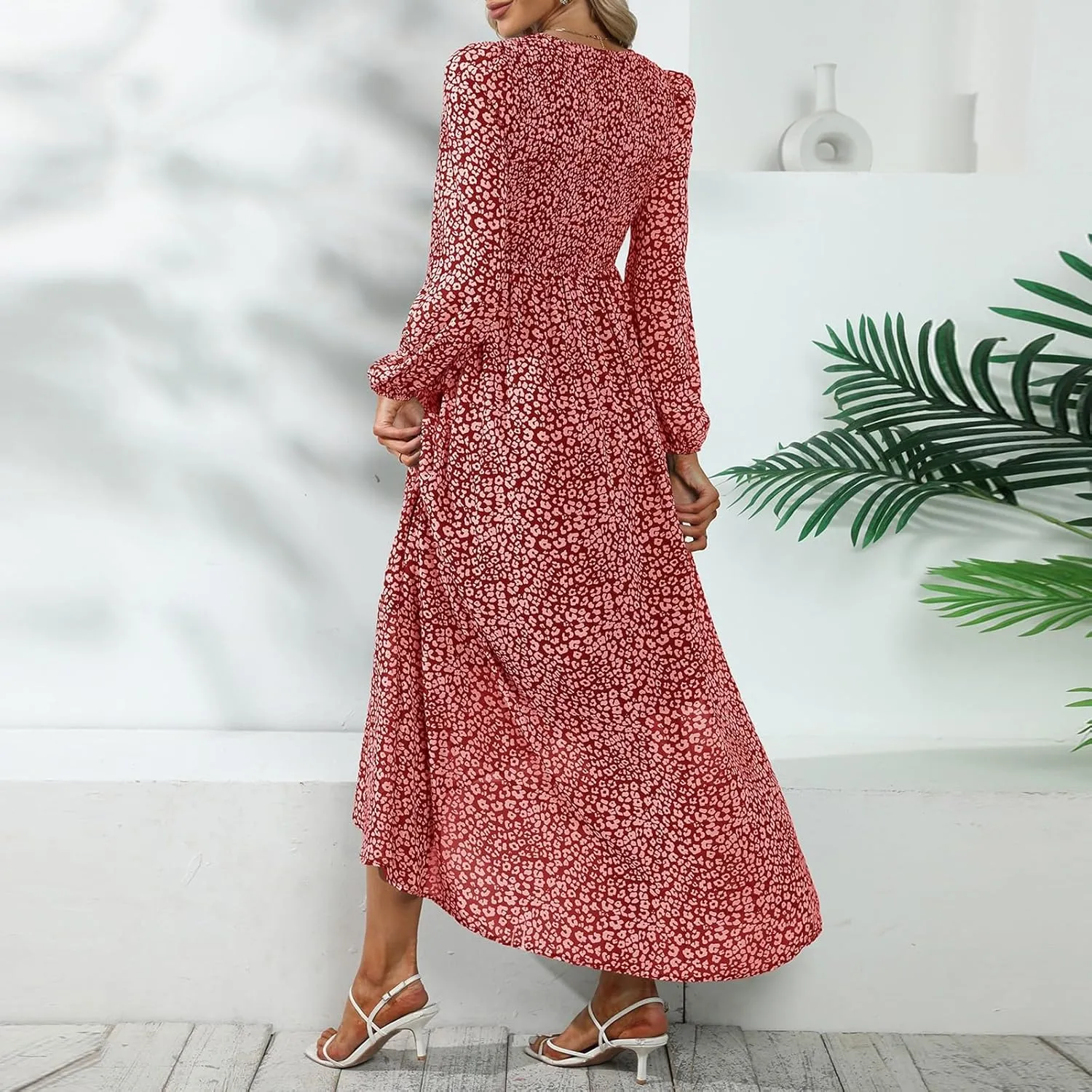 Maxi Dresses for Women 2025 Summer Dresses Chiffon Dress Flowy High Slit Long Sleeve