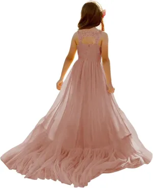MCieloLuna Boho Flower Girl Dress for Wedding 2025 Floor Length Elegant Lace Applique First Communion Dresses