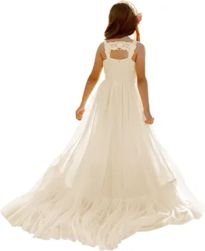 MCieloLuna Boho Flower Girl Dress for Wedding 2025 Floor Length Elegant Lace Applique First Communion Dresses