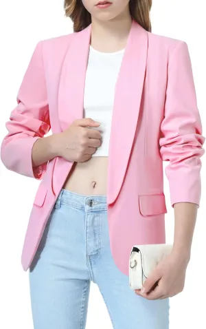 Mebius Girls Blazer Jacket Long Sleeve Shawl Collar Open Front Formal Blazers Suit Inner Pocket for Kids Size 6-12 Year