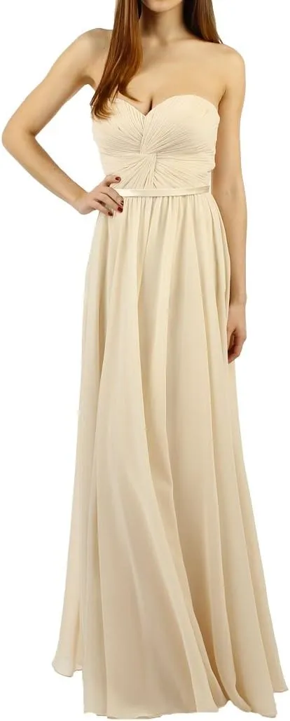 Meier Women's Strapless Sweetheart Pleated Evening Prom Dress