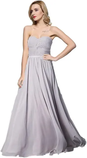 Meier Women's Strapless Sweetheart Pleated Evening Prom Dress