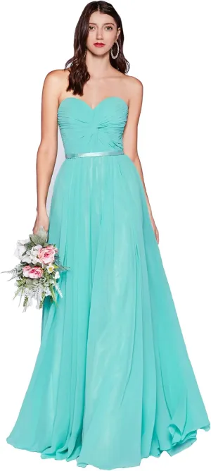 Meier Women's Strapless Sweetheart Pleated Evening Prom Dress