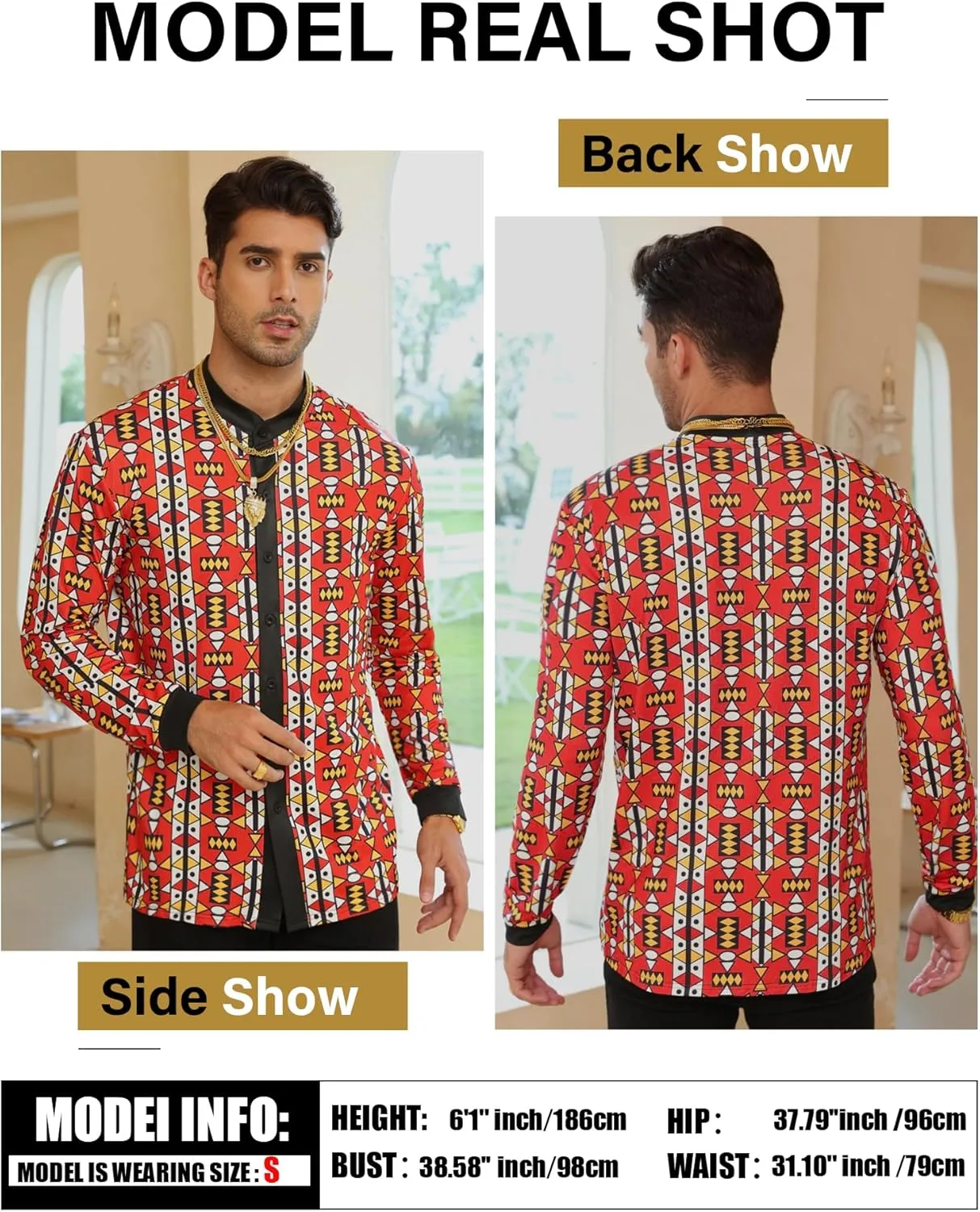 Men's African Traditional Pattern Print Shirt Casual Long Sleeve Button Down Shirts Luxury Printed Dashiki for Men