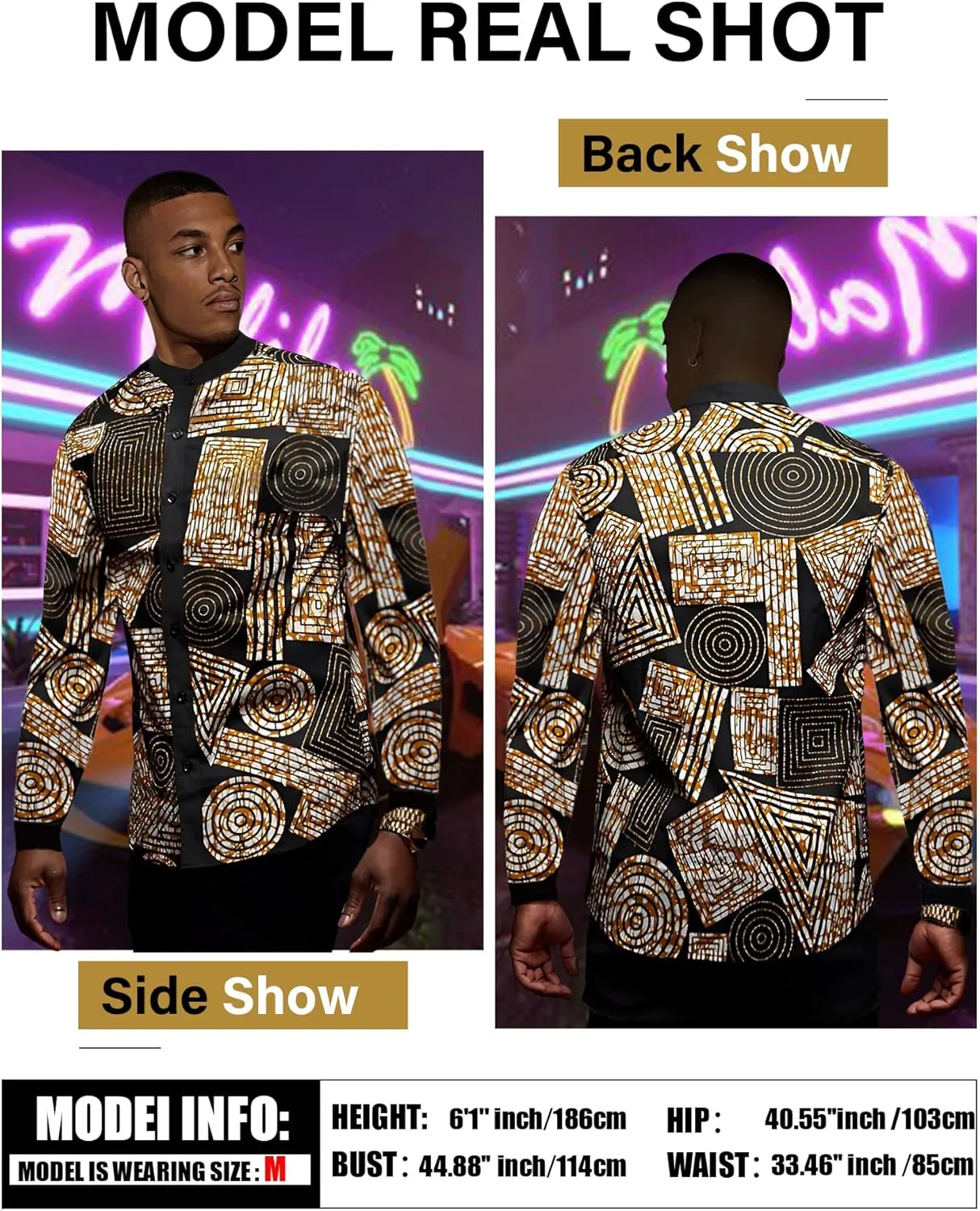 Men's African Traditional Pattern Print Shirt Casual Long Sleeve Button Down Shirts Luxury Printed Dashiki for Men