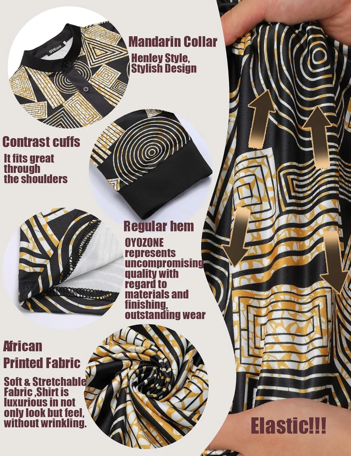 Men's African Traditional Pattern Print Shirt Casual Long Sleeve Button Down Shirts Luxury Printed Dashiki for Men
