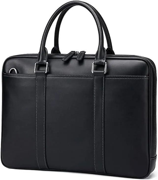 Men's Bag Business Leather Handheld Casual Briefcase Men's Shoulder Crossbody Handbag(E)