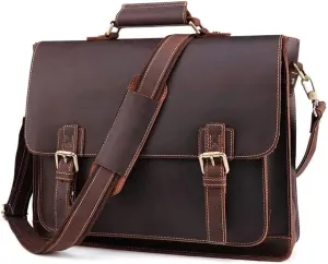 Men's Handbag Crazy Horse Leather Tote Shoulder Bag Leather Briefcase (A One Size)