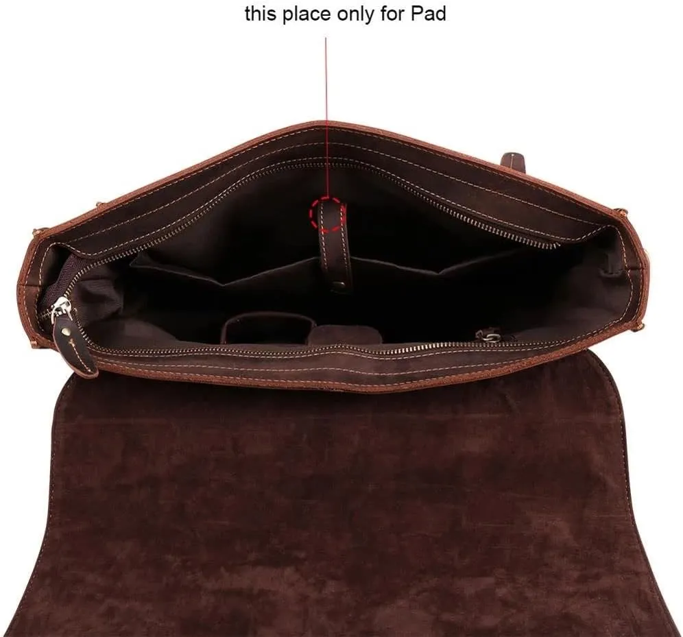 Men's Handbag Crazy Horse Leather Tote Shoulder Bag Leather Briefcase (A One Size)