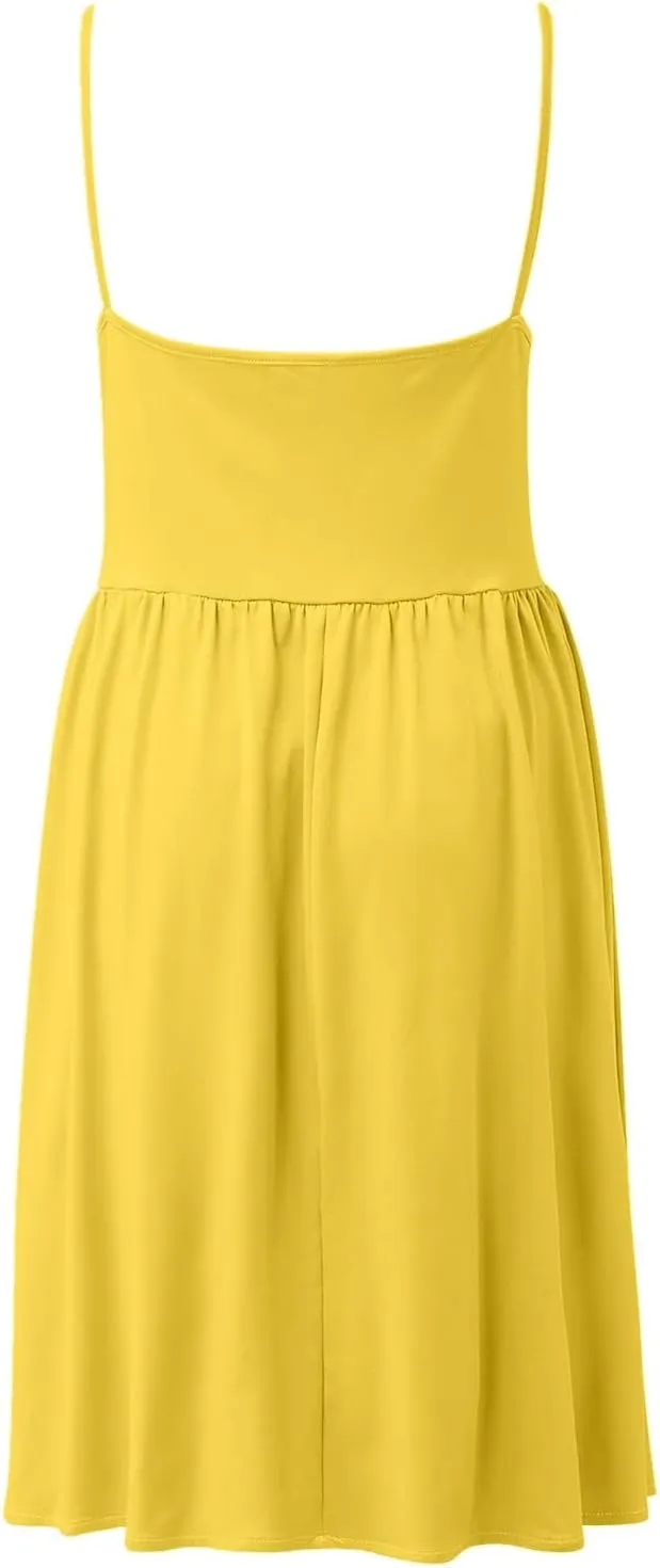 Midi Dresses for Women 2025 Summer Sleeveless V Neck Spaghetti Strap Beach Dress Casual Loose Swing Cute Sundresses