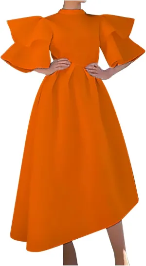 Midi Dresses for Women Casual Boho Flare Sleeve Asymmetrical Hem Dress Fall Fashion Club Party Dresses Trendy Clothes