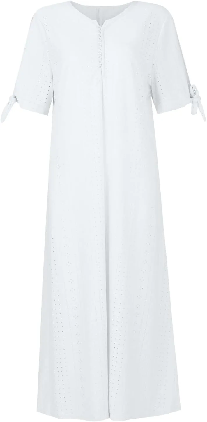 Midi Dresses for Women Wedding Guest Sexy V Neck Cold Shoulder Trendy Plus Size Button Up Short Sleeve Summer Dress