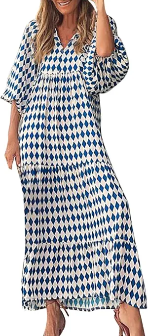 Milk Maid Dress for Women 2025 Floral Print Puff Sleeve Short Sleeve Maxi Dress with Elastic Waist Summer Casual Outfit