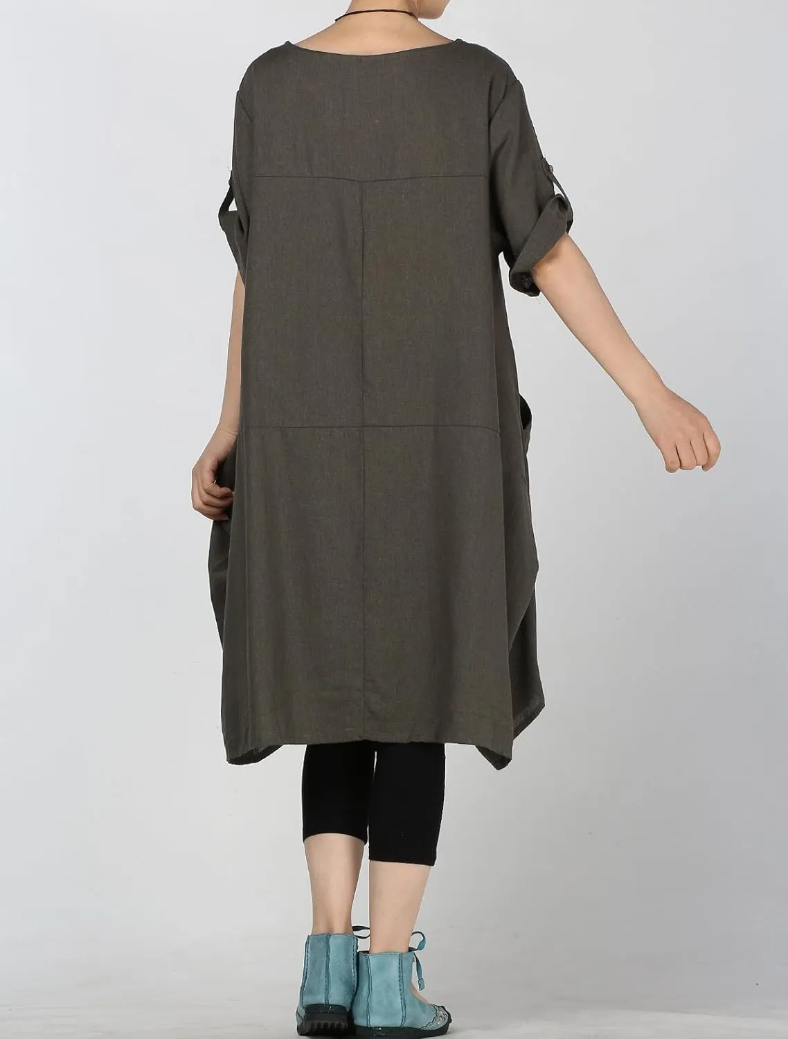 Minibee Women's Ruffle Oversize Casual Midi Dresses with Pockets