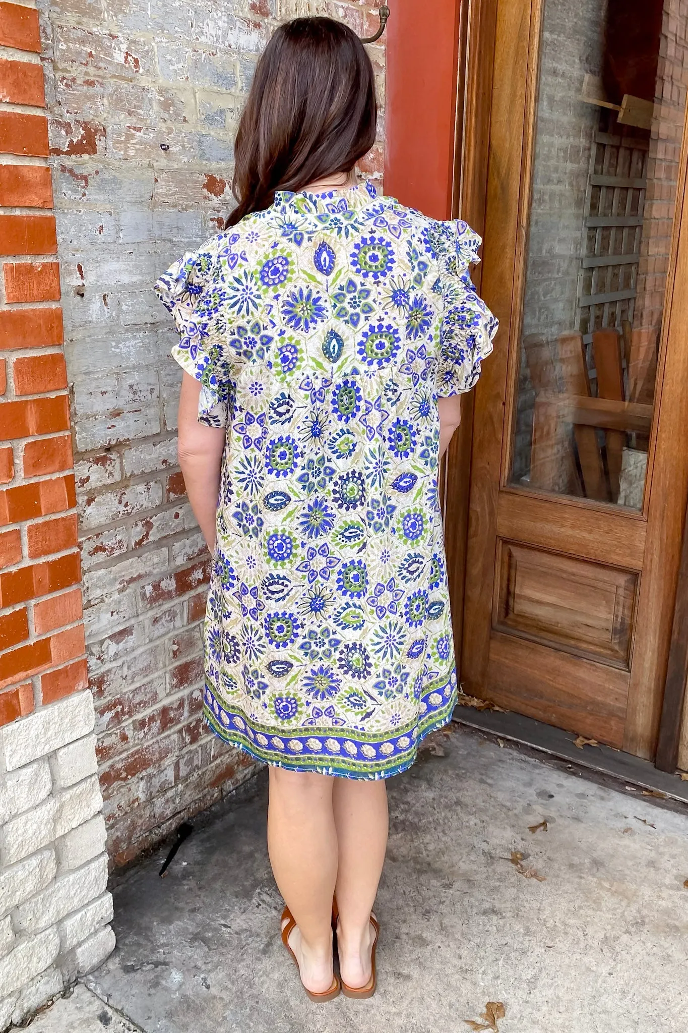 Mosaic Chic Blue Print Dress