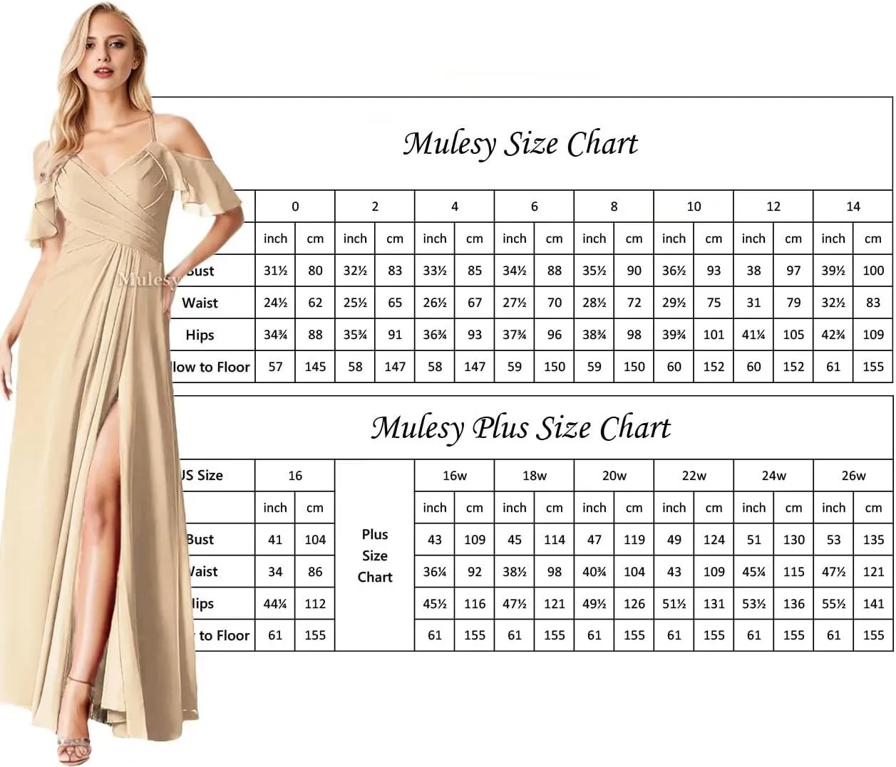 Mulesy Cold Shoulder Bridesmaid Dresses for Women Wedding Party Dress V-Neck Chiffon Formal Evening Gowns with Slit