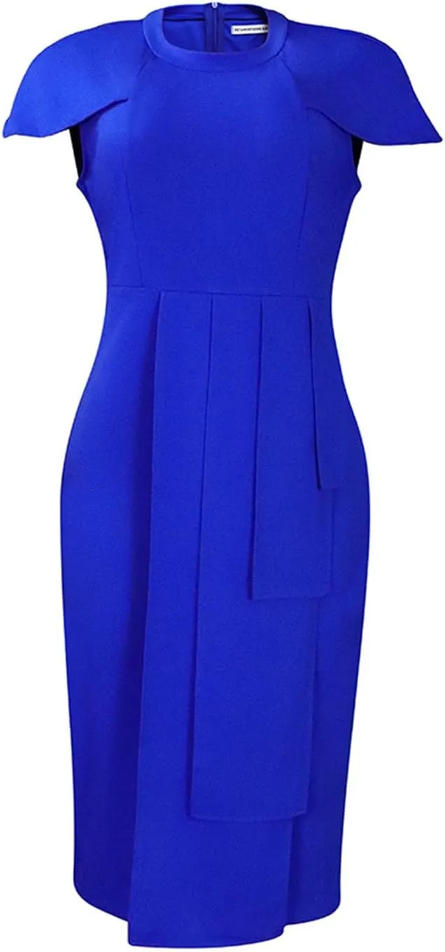 NATHGAM Plus Size Pencil Midi Dress Women Sexy Wrap Front Ruched Bodycon Tiered Dresses Office Business Cocktail Party Dress
