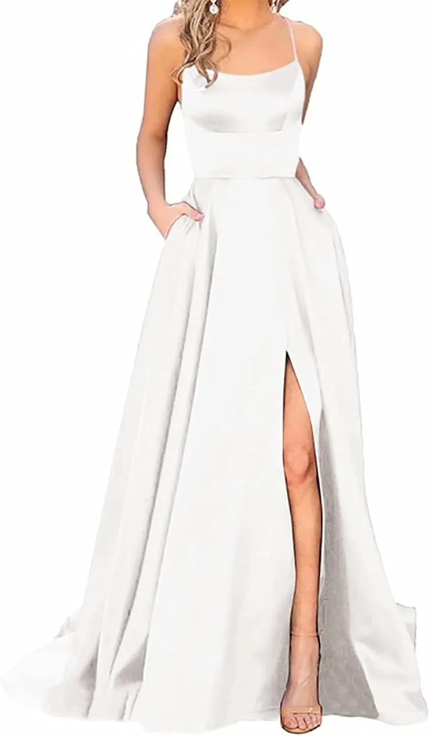 Off Shoulder Prom Evening Gowns Elegant V Neck Short Sleeve Wrap Formal High Split Wedding Guest Dress