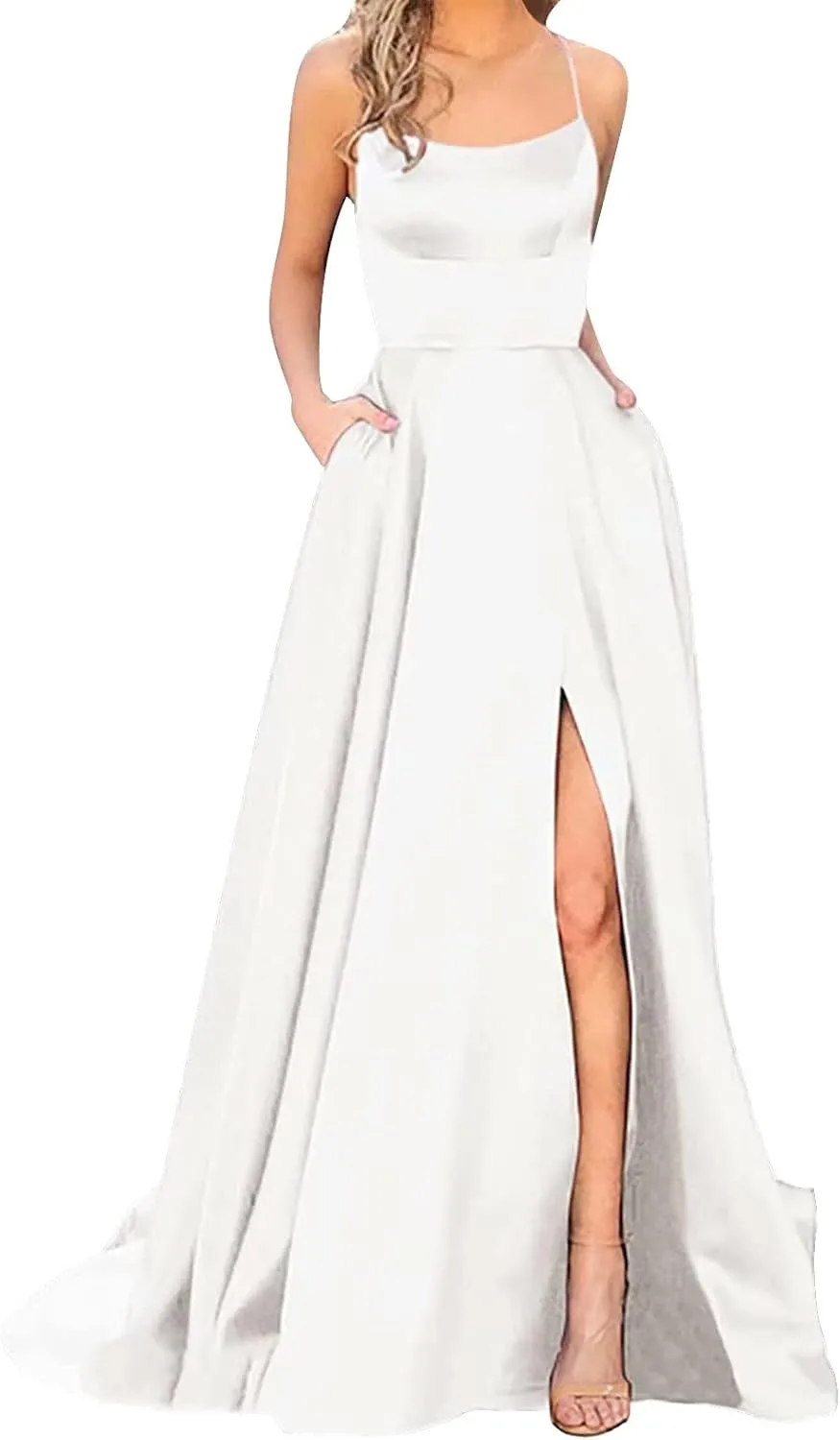 Off Shoulder Prom Evening Gowns Elegant V Neck Short Sleeve Wrap Formal High Split Wedding Guest Dress